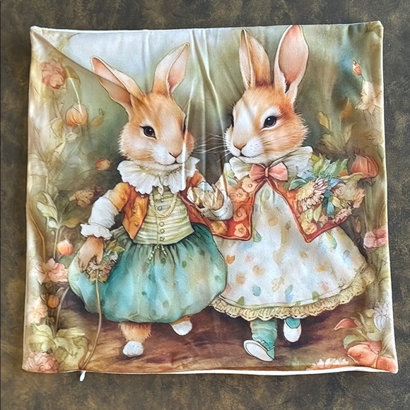 NWT Beatrix Potter Peter Rabbit inspired fairytale fantasy throw pillow cover OS - Picture 1 of 16
